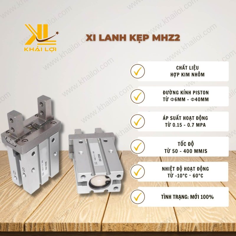 Thông số kỹ thuật Xi Lanh Kẹp MHZ2 của Vật Tư Công Nghiệp Khải Lợi.