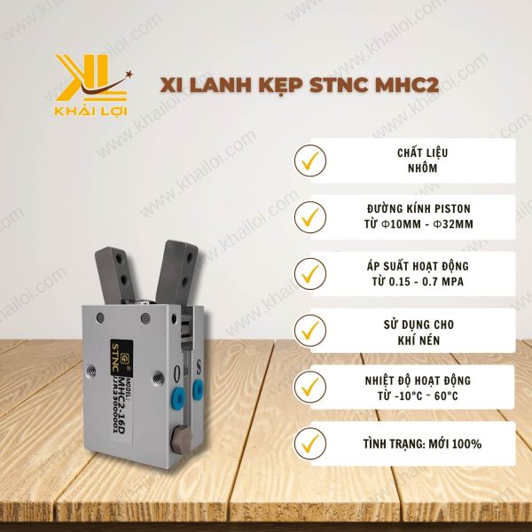 Thông số kỹ thuật Xi Lanh Kẹp STNC MHC2 của Vật Tư Công Nghiệp Khải Lợi.