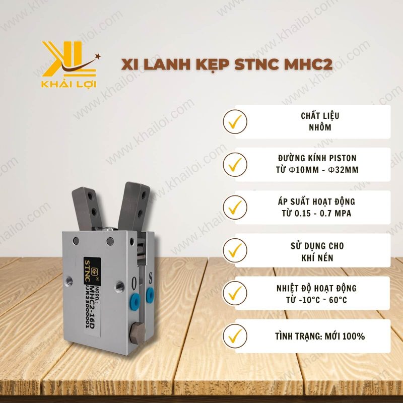 Thông số kỹ thuật Xi Lanh Kẹp STNC MHC2 của Vật Tư Công Nghiệp Khải Lợi.