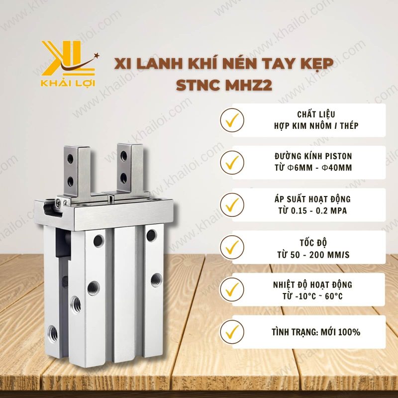 Thông số kỹ thuật Xi Lanh Khí Nén Tay Kẹp STNC MHZ2 của Vật Tư Công Nghiệp Khải Lợi.