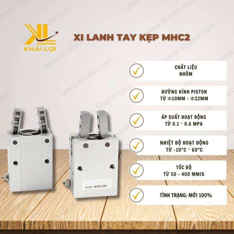 Thông số kỹ thuật Xi Lanh Tay Kẹp MHC2 của Vật Tư Công Nghiệp Khải Lợi.