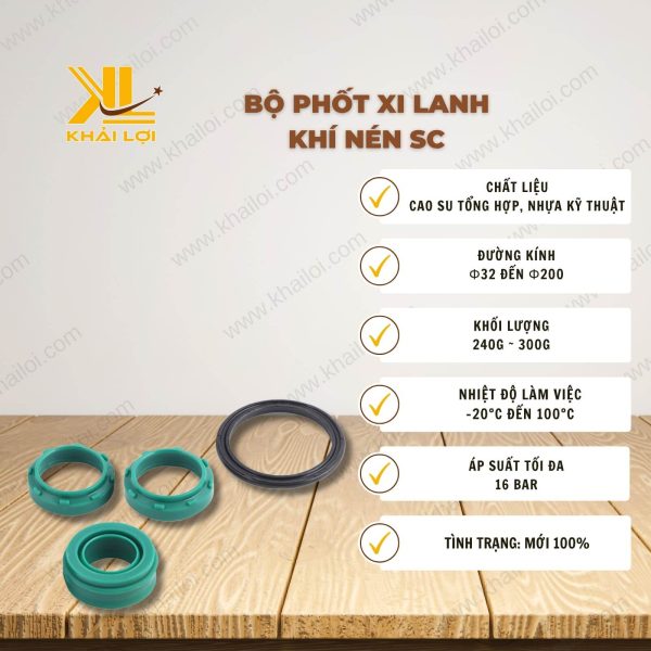Thông số kỹ thuật: Bộ Phốt Xi Lanh Khí Nén SC của Vật Tư Công Nghiệp Khải Lợi.