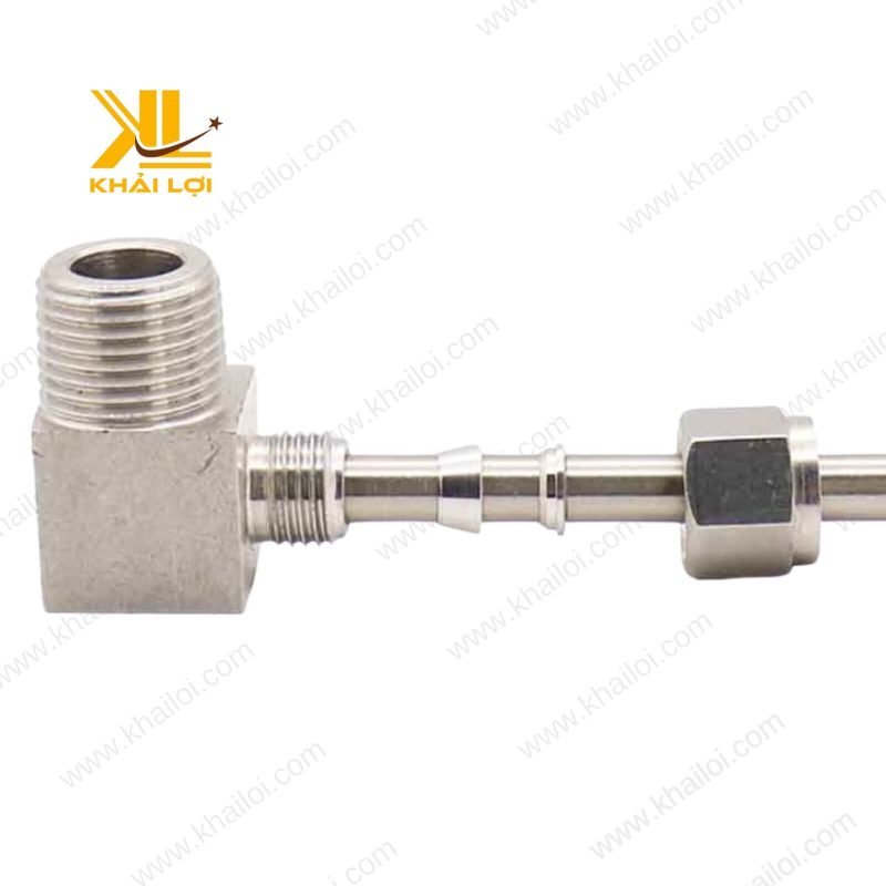 Hình ảnh Co Ren Ngoài Siết Hạt Bắp Inox IHBL lắp với ống inox.