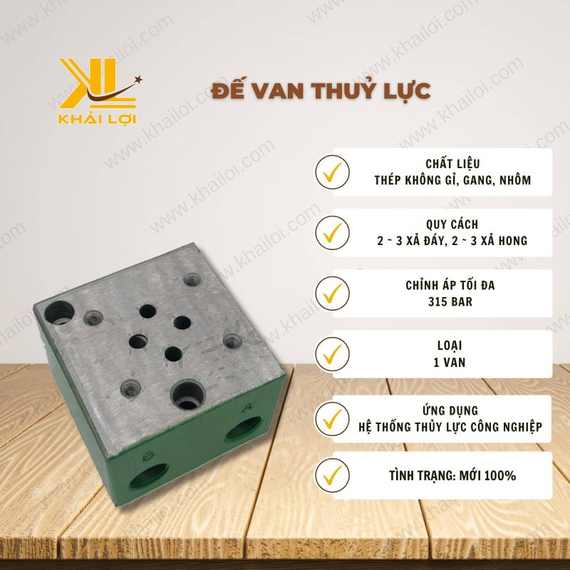 Thông số kỹ thuật: Đế Van Thuỷ Lực của Vật Tư Công Nghiệp Khải Lợi.