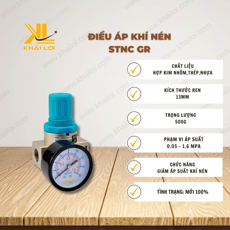 Thông số kỹ thuật Điều Áp Khí Nén STNC GR của Vật Tư Công Nghiệp Khải Lợi.