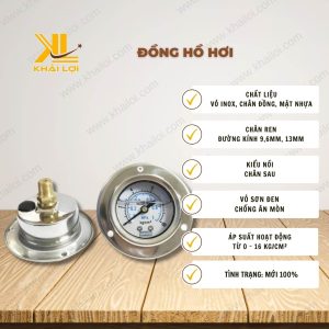 Thông số kỹ thuật: Đồng hồ hơi của Vật Tư Công Nghiệp Khải Lợi.