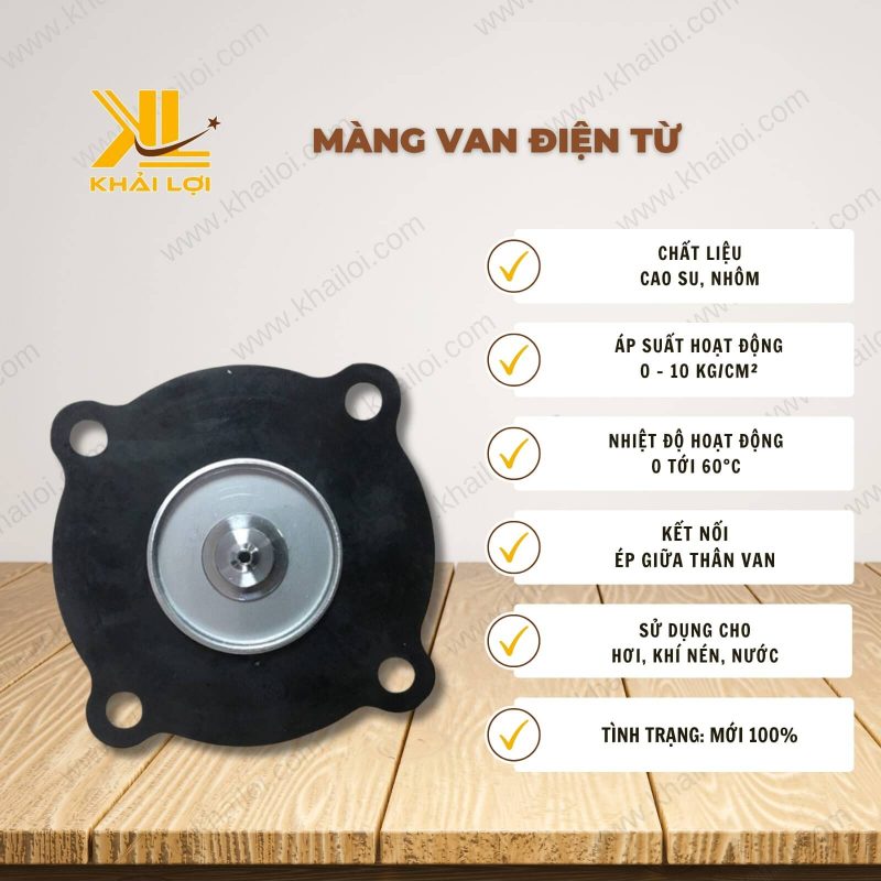 Thông số kỹ thuật: Màng Van Điện Từ của Vật Tư Công Nghiệp Khải Lợi.