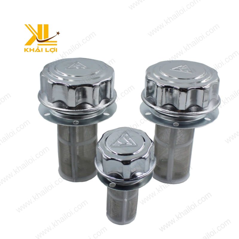 Nắp dầu thủy lực HS làm từ nhôm sáng bóng.