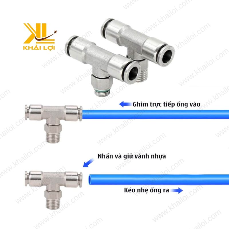 Ngã ba nối ống khí nén inox 304.