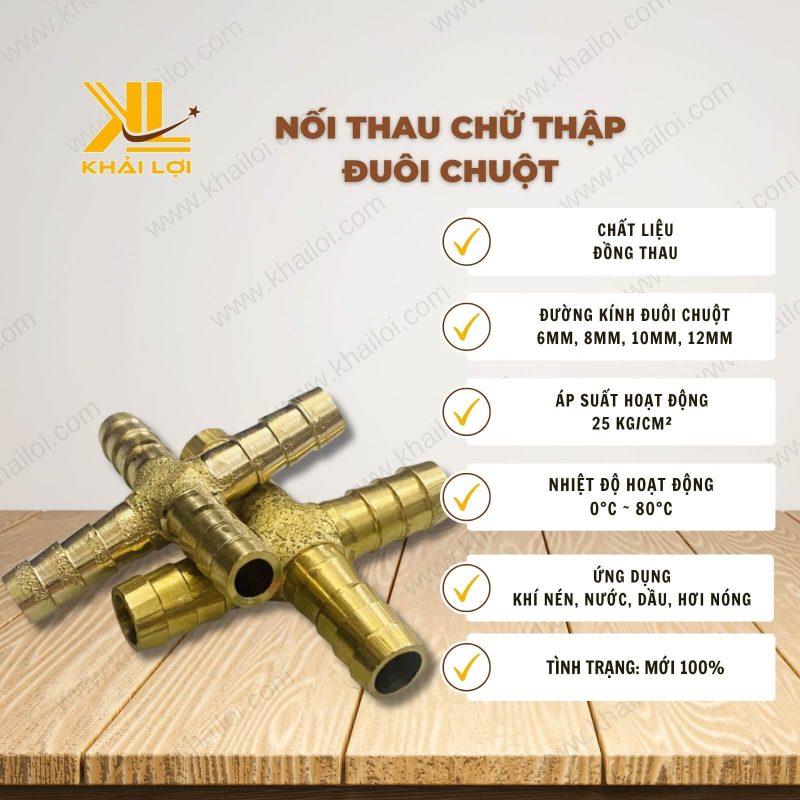 Thông số kỹ thuật: Nối Thau Chữ Thập Đuôi Chuột của Vật Tư Công Nghiệp Khải Lợi.