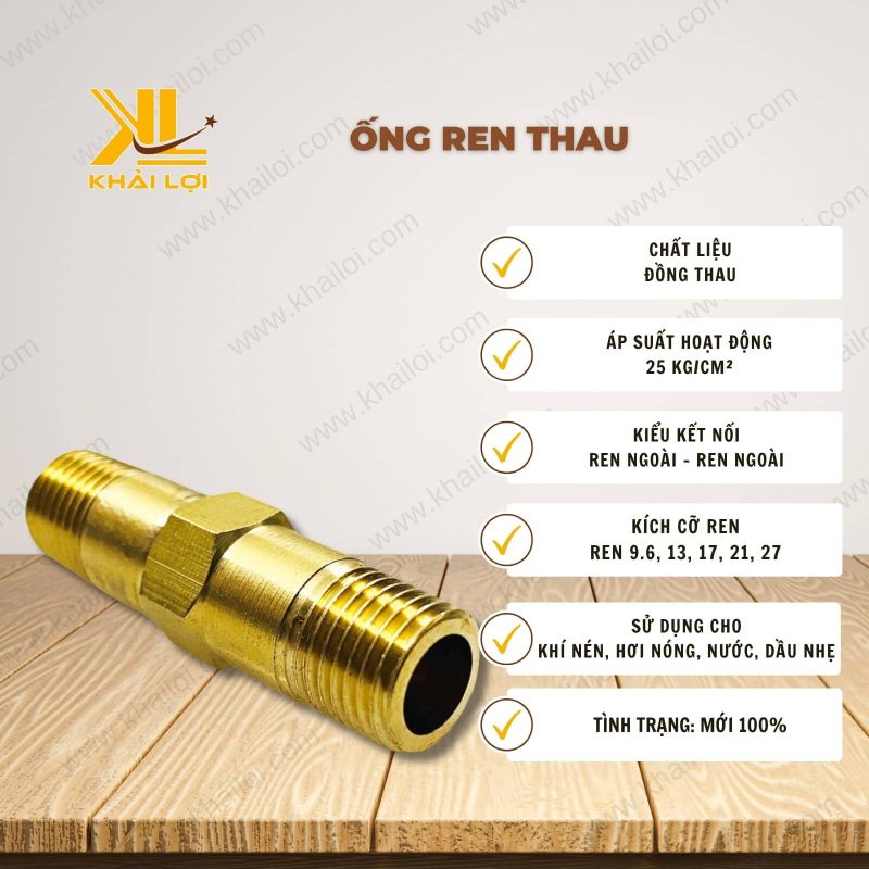 Thông số kỹ thuật: Ống Ren Thau của Vật Tư Công Nghiệp Khải Lợi.