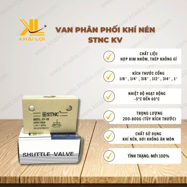 thông số kỹ thuật Van Phân Phối Khí Nén STNC KV của Vật Tư Công Nghiệp Khải Lợi.