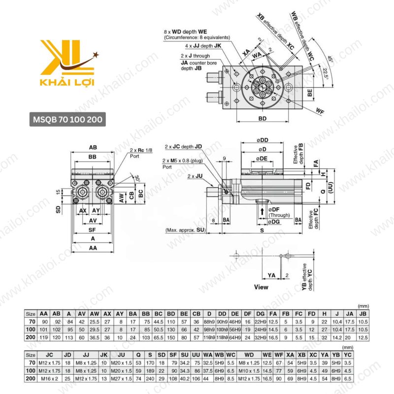 Xi lanh MSQB với thiết kế nhỏ gọn, dễ lắp đặt.