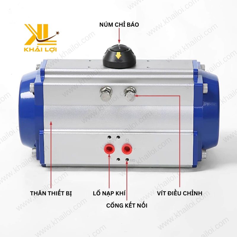 Sơ đồ nguyên lý hoạt động của đầu khí nén AT tác động kép.