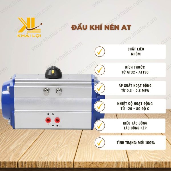 Thông số kỹ thuật của đầu khí nén AT của vật tư công nghiệp Khải Lợi.
