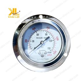 Chân kết nối sau bằng thau xi trắng của đồng hồ áp suất mbar Y63, kích thước ren 13mm.