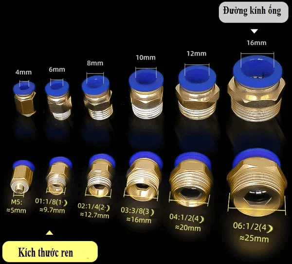 Dau Noi Khi Nen Thang Ren Ngoai PC Fitting Phu Kien Chia Khoa Toi Uu Hieu Suat He Thong Khi Nen 1