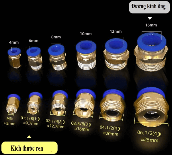 Dau Noi Khi Nen Thang Ren Ngoai PC Fitting Phu Kien Chia Khoa Toi Uu Hieu Suat He Thong Khi Nen 1