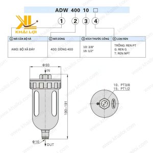 Bộ xả đáy bình khí nén AIRTAC ADW400